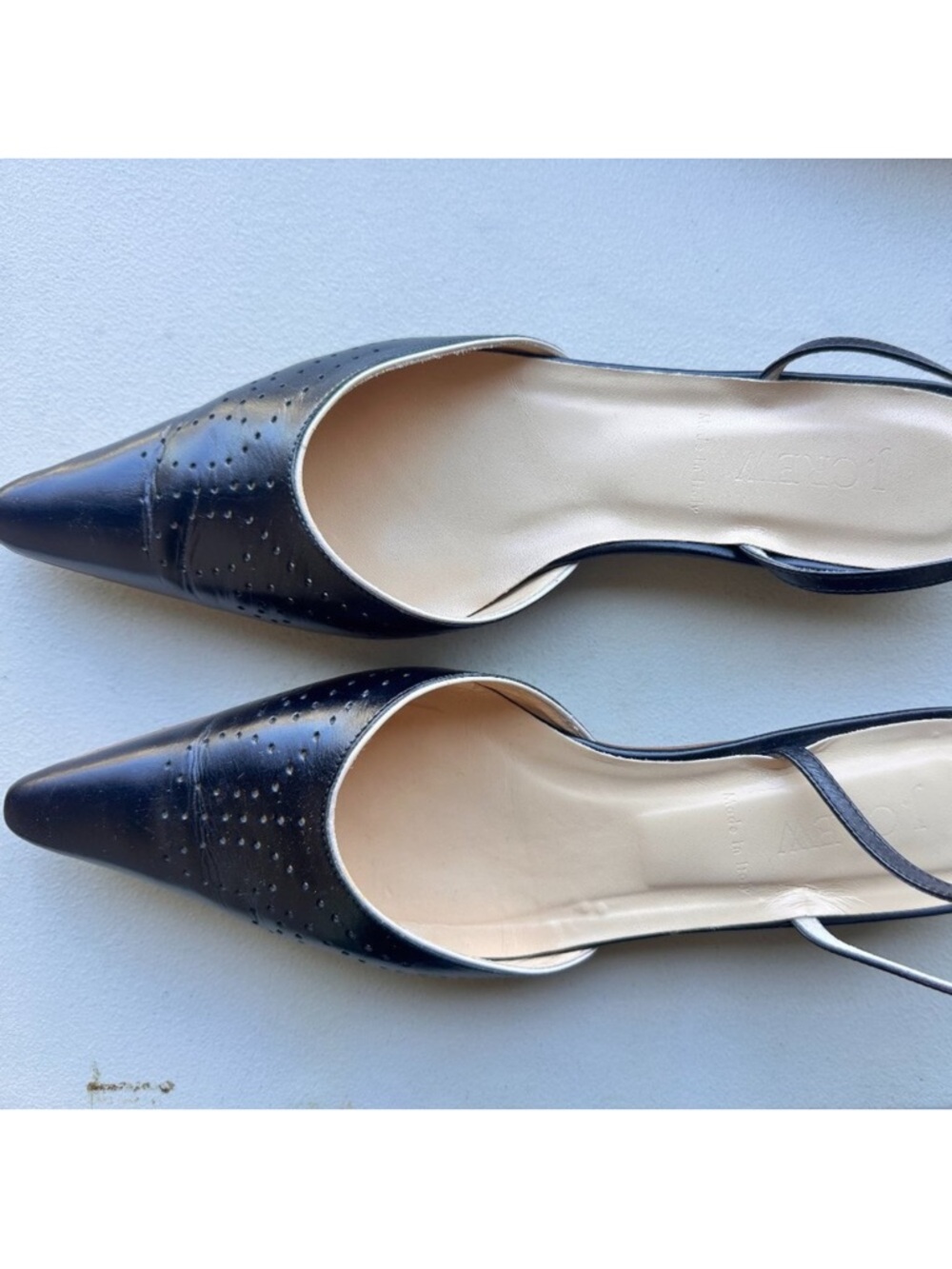 J.Crew Pointed Toe Black Patent Sling Back Flats